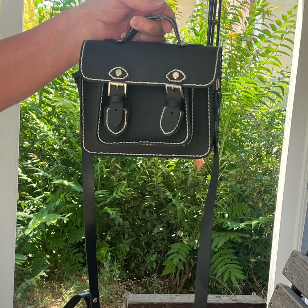 Hand Crafted Black Satchel Bag